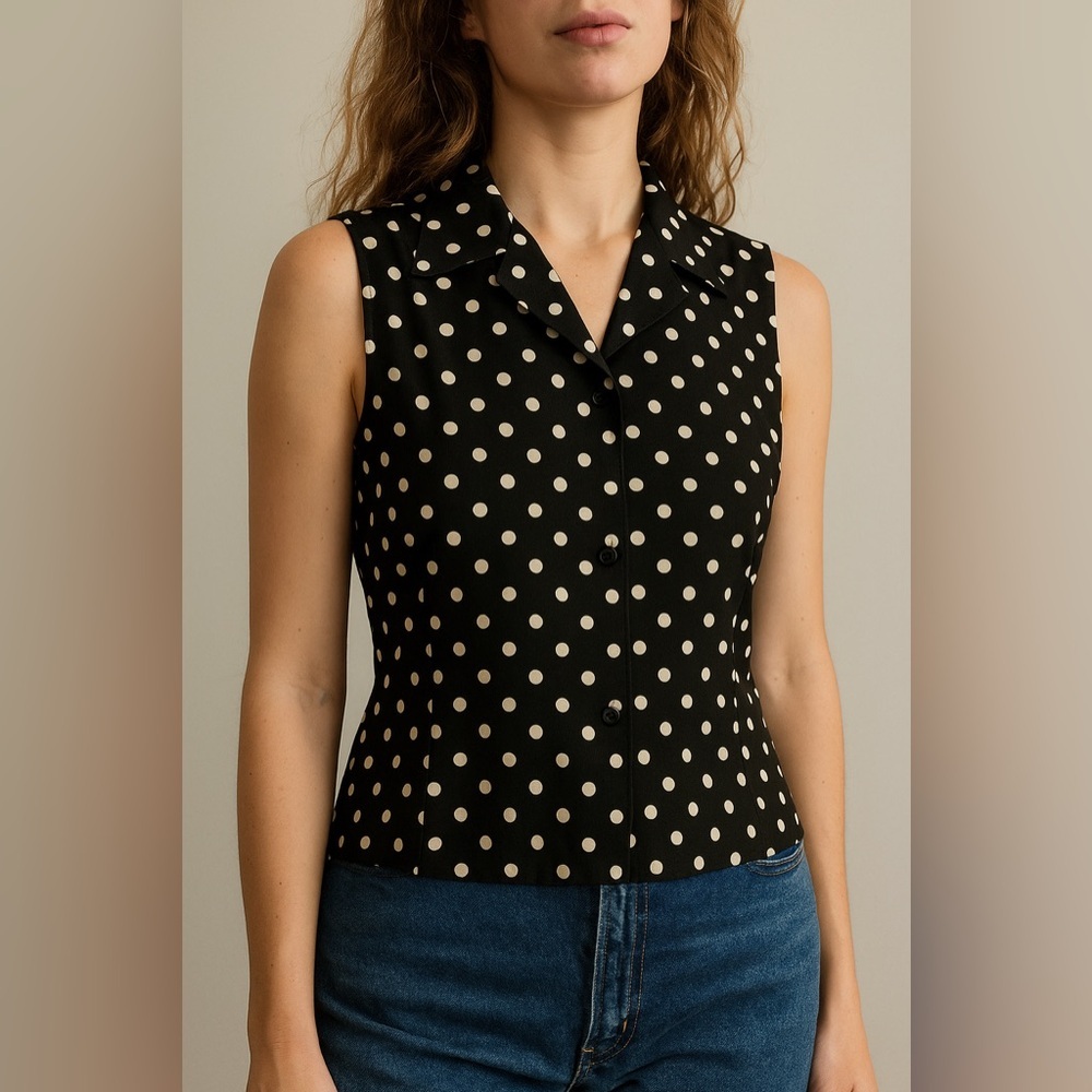 Vintage Ice Black and White Polka Dot Blouse